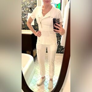 Jaanuu white moto jogger scrub set size XS